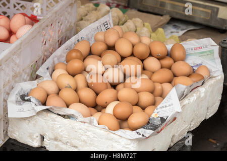 Beijing, China - Eggs for sale in a Hutong located in Central Beijing. Stock Photo