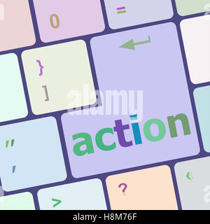 Social media network concept: action on computer keyboard key Stock Photo