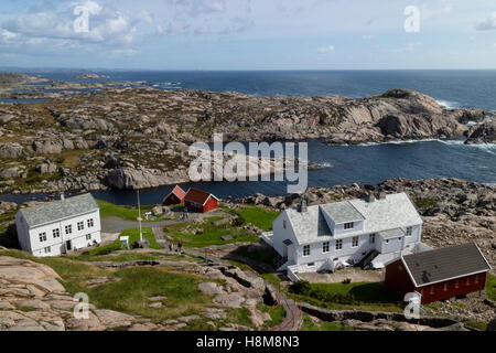 View from the lighthouse at  Lindesnes over the sea and rocks, Norway Stock Photo