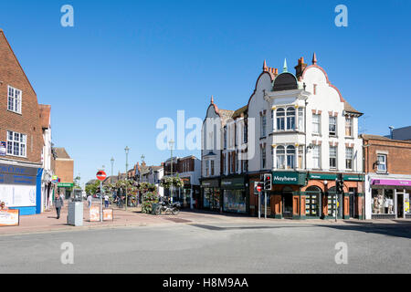 Pedestrianised High Street from Victoria Road, Horley, Surrey, England, United Kingdom Stock Photo