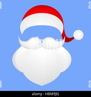 Template for photo mustache with a beard and  cap of Santa Clau Stock Vector