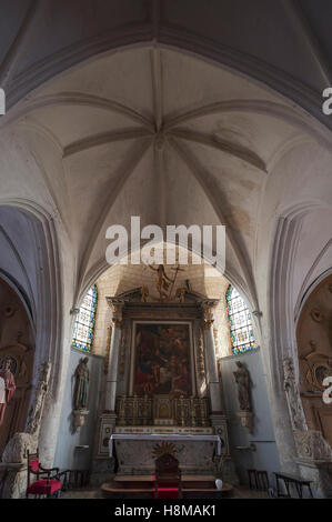 Altar and Gothic vault, church Église Saint Étienne d&#39;Ars en Ré, Ile de Ré, Vandee, France Stock Photo