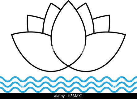 Lotus flower icon on the water in a flat style Stock Vector