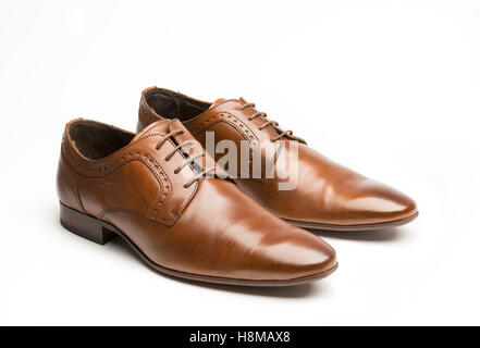 A pair of smart brown leather shoes Stock Photo