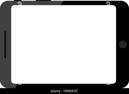 Black tablet. Blank screen. Isolated on white background. Simple, flat style. Graphic vector illustration Stock Vector