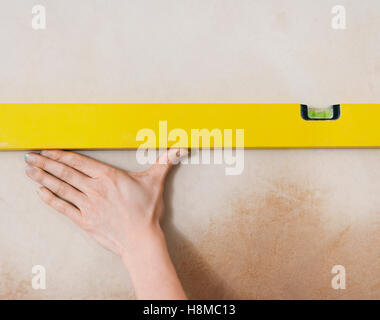 Using spirit level Stock Photo