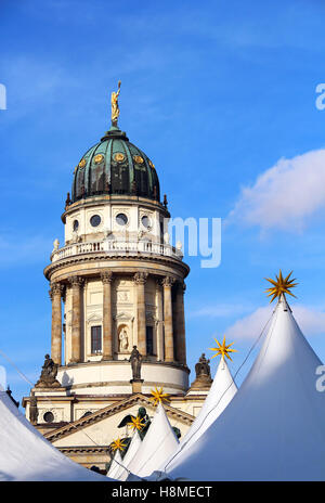 French Cathedral and Christmas market on the Gendarmenmarkt in Berlin, Germany Stock Photo