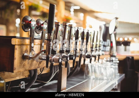 Close-up of beer pump in a row Stock Photo