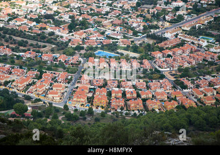 Aerial view of urbanisation in Alhaurin de la Torre, village, town in Southern Spain. Stock Photo
