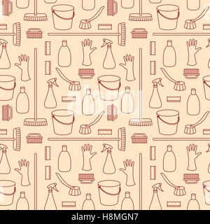 Seamless pattern made of household cleaning objects Stock Vector