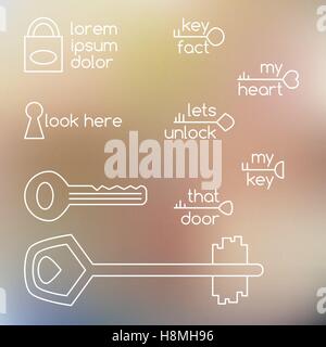 Set of key line art and logo examples Stock Vector