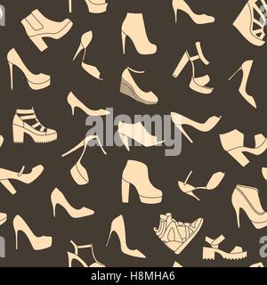 Seamless pattern made of fashionable shoes Stock Vector