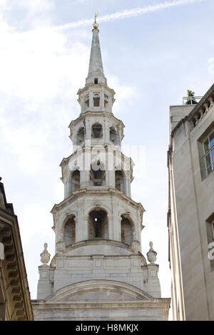 The tiered octagonal spire, St Bride's Church, Fleet street London Stock Photo
