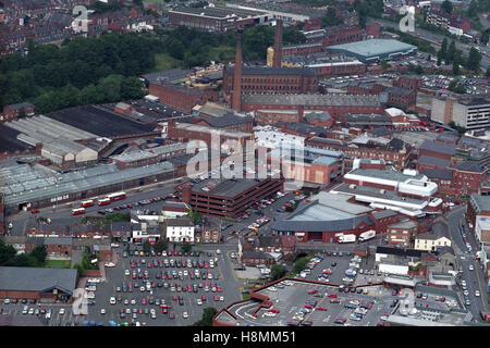 Aerial view of Kidderminster Town Centre and old carpet factories UK 1997 Stock Photo