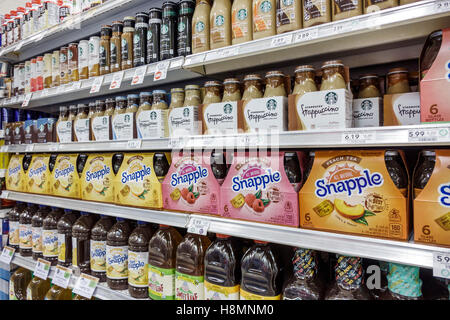 Cocoa Beach Florida,Publix,grocery store,supermarket,interior inside,sale,display sale bottles,tea,coffee,Snapple,Starbucks,FL161025064 Stock Photo