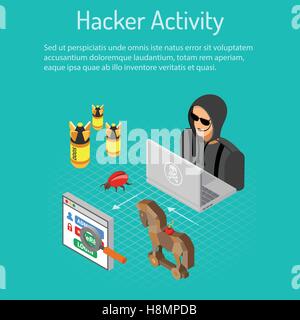 Hacker Activity Concept Stock Vector