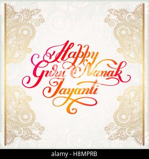 Happy Guru Nanak Jayanti brush calligraphy inscription Stock Vector