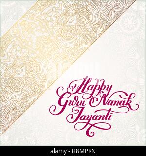 Happy Guru Nanak Jayanti brush calligraphy inscription Stock Vector