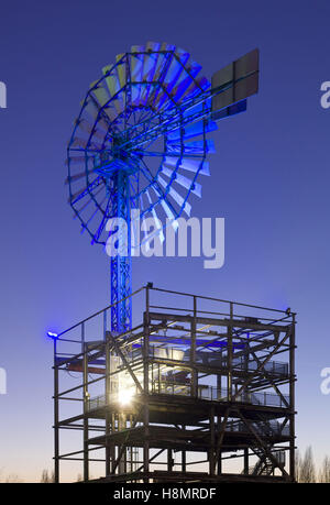 Germany,  Ruhr area, Duisburg, Duisburg-Nord Country Park with light-show by Jonathan Park, former Thyssen blast furnace works Stock Photo