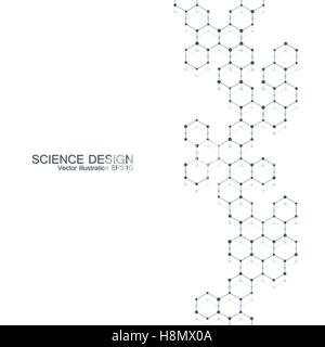 Structure molecule of DNA and neurons. Structural atom. Chemical compounds. Medicine, science, technology concept. Geometric abstract background. Vector illustration for your design. Stock Vector
