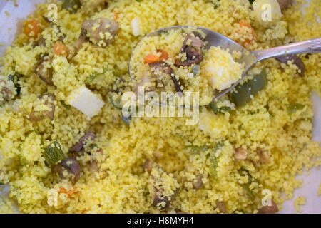 couscous with saffron and differents variety of vegetables Stock Photo