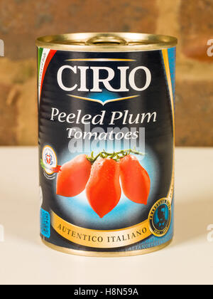 Tin or Can of Cirio Peeled Plum Tomatoes Stock Photo