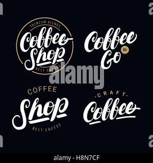 Set of coffee hand written lettering logos, labels, badges. Stock Vector