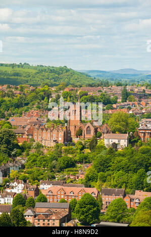 St Leonard's Church and Bridgnorth from Queen's Parlour, Shropshire, England, UK Stock Photo