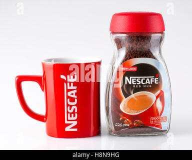 Nescafe Mug and Nescafe Coffee Jar Stock Photo