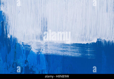 horizontal white painted texture on blue wall Stock Photo