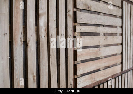 layer of wood plank arranged as a wall Stock Photo