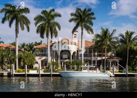 Luxury Waterside House at Fort Lauderdale Stock Photo