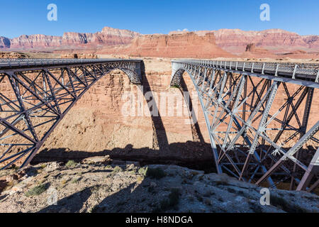 Marble Canyon Bridges over the Colorado River near Page Arizona. Stock Photo