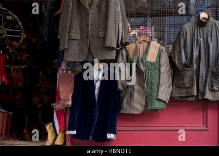 Vintage fashion shops, Portobello road, London Stock Photo