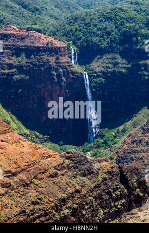 Waipoo Falls in the Waimea Canyon on Kauai, Hawaii, USA. Stock Photo