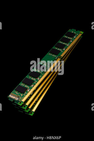 Electronic collection - computer random access memory (RAM) modules on the black background Stock Photo