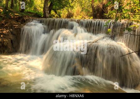 Detail of Tat Guangxi waterfall, Luang Prabang, Laos. Stock Photo