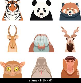 Flat Vector image of the Long-nosed monkey on the Jungle Background ...