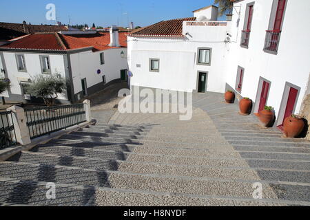 SERPA, PORTUGAL: Composition of stairs and whitewashed houses Stock Photo