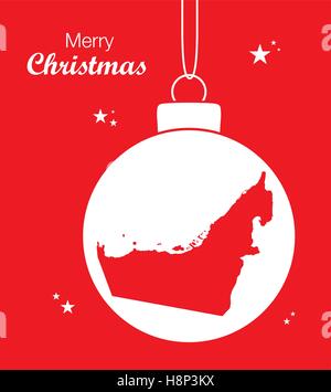 Merry Christmas illustration theme with map of the United Arab Emirates Stock Vector