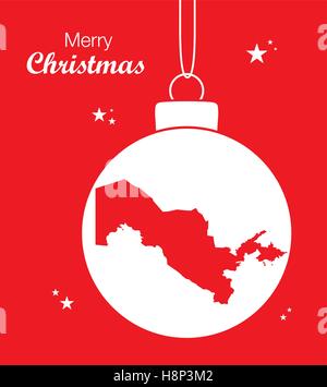 Merry Christmas illustration theme with map of Uzbekistan Stock Vector