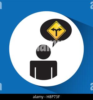 road sign fork silhouette man vector illustration eps 10 Stock Vector
