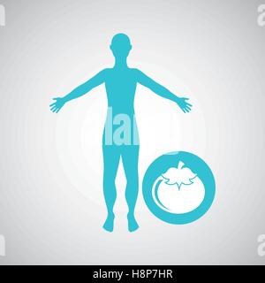 silhouette man food tomato vegetable design vector illustration eps 10 Stock Vector