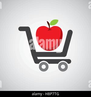 cart buy delicious food apple vector illustration eps 10 Stock Vector