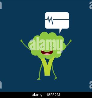 healthy broccoli cute, heartrate icon background vector illustration eps 10 Stock Vector