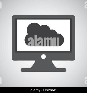 technology monitor pc cloud graphic vector illustration eps 10 Stock Vector