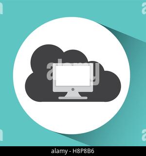 technology monitor pc cloud graphic vector illustration eps 10 Stock Vector