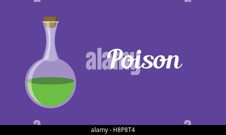 poison concept illustration with green bottle liquid vector graphic Stock Vector