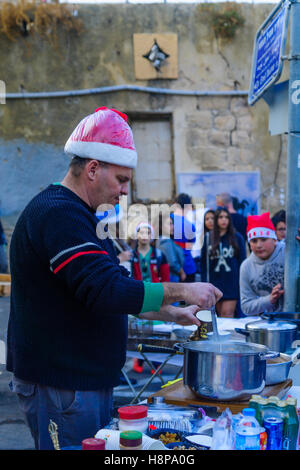 HAIFA, ISRAEL - DECEMBER 12, 2015: Typical Christmas market scene, as part of the Holiday of Holidays, in Haifa, Israel Stock Photo