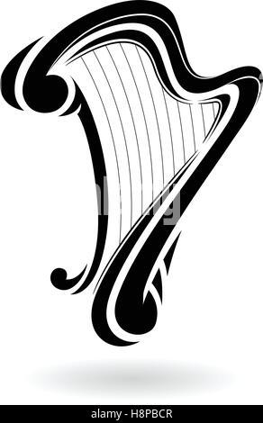 Vector Illustration of a Harp Icon isolated on a white background Stock Vector